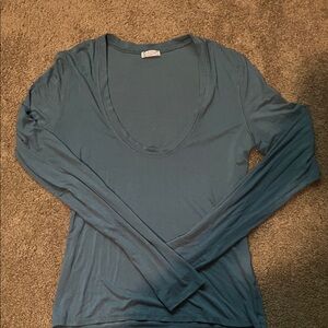 Free People Deep Teal Long Sleeve Top
